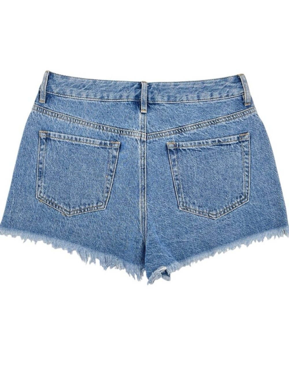 PACSUN Women's Two-Tone Denim Raw Hem High Rise Festival Shorts Size 28 - Picture 4 of 4